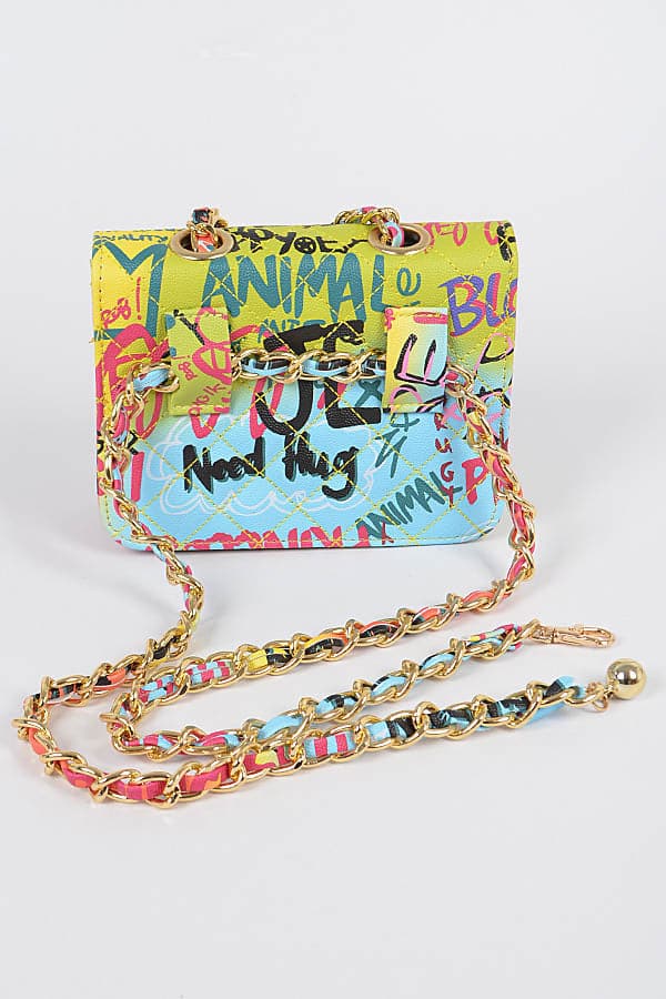 Set of 3 Multicolored 2497 Graffiti Quilted Bags