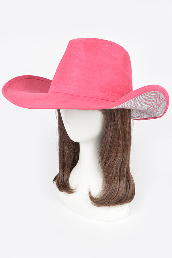 Pack of 6 Fuchsia 7671 Faux Wool Rhinestone Cowboy Hats
