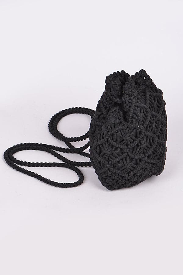 Set of 3 Black Braided Net Backpacks - Model 7396