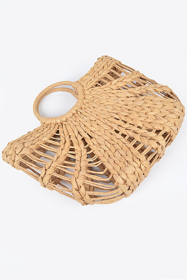 Set of 3 Handmade Straw Beach Bags in Ivory Color - Model 8201