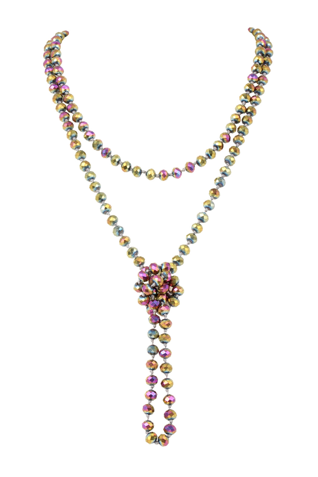 Set of 6 Hand - Knotted Longline Necklaces in Shimmering Violet Color