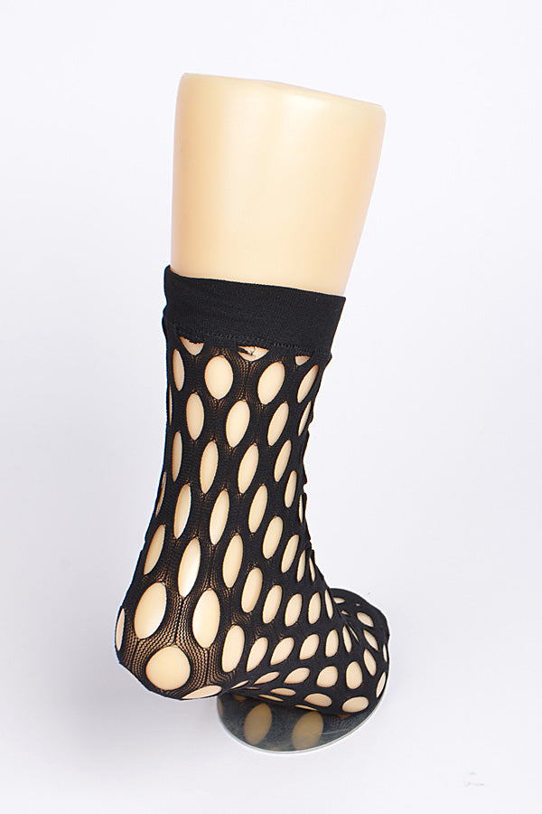 Set of Six 8338 Black Net See - Through Socks