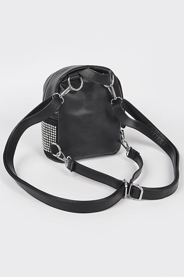 Set of 3 Stylish Black 3111 Rhinestone Backpacks
