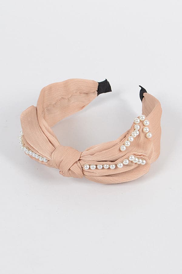 Set of 6 Elegant Black Ribbon Hairbands with Pearls
