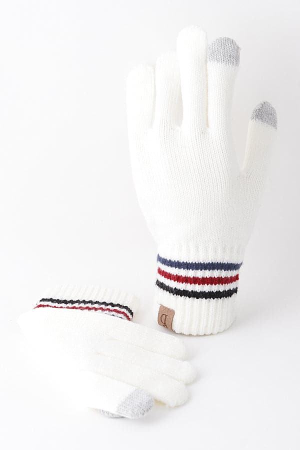 Ivory Classic Triple Striped Gloves - Pack of Six (Product Code: 840021)