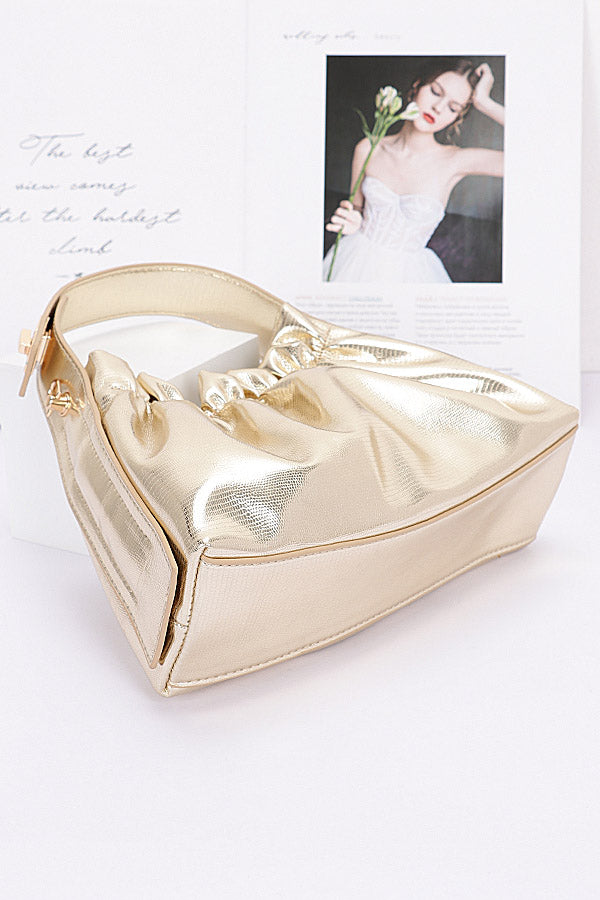 3-Pack of Shiny Gold Metallic Top Handle Crossbody Bags
