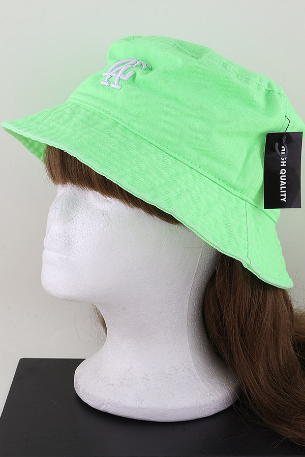 Set of 6 Neon Green La Palm Tree Style Bucket Hats for Fashionable Wear
