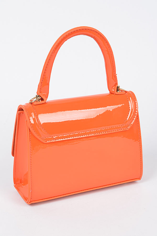 Set of 3 Nude 6865 Enamel Faux Leather Top Handle Bags