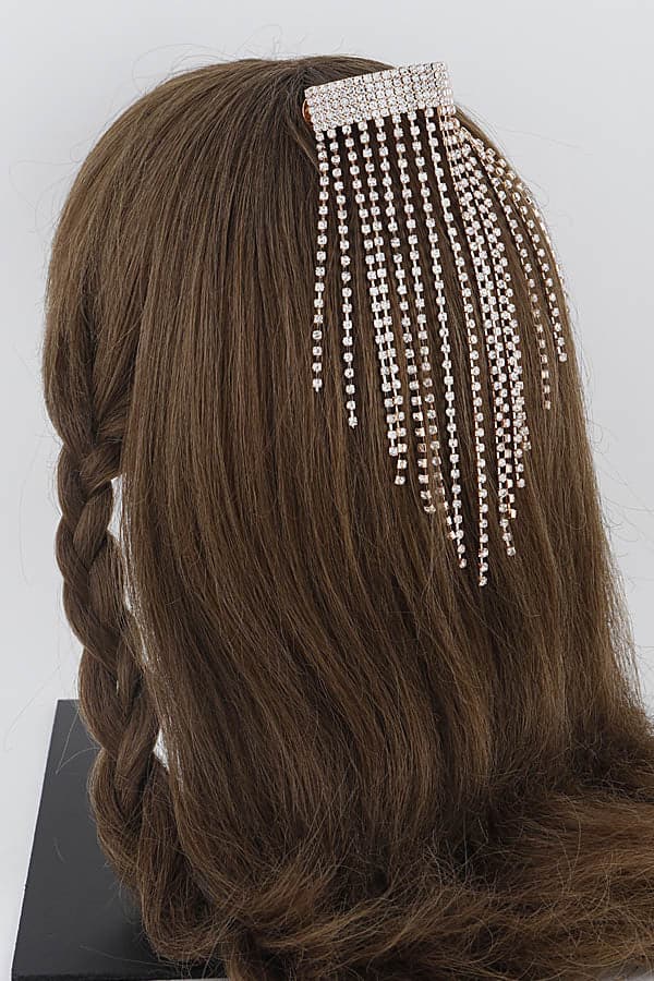 Pack of 6 Gold Clear Rhinestone Drop Hair Clips - Style 32027
