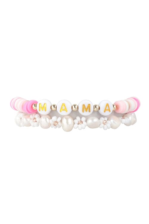 Pink Mama FIMO Flower Bracelet Set - A Pack of Six Adorable Jewelry Pieces