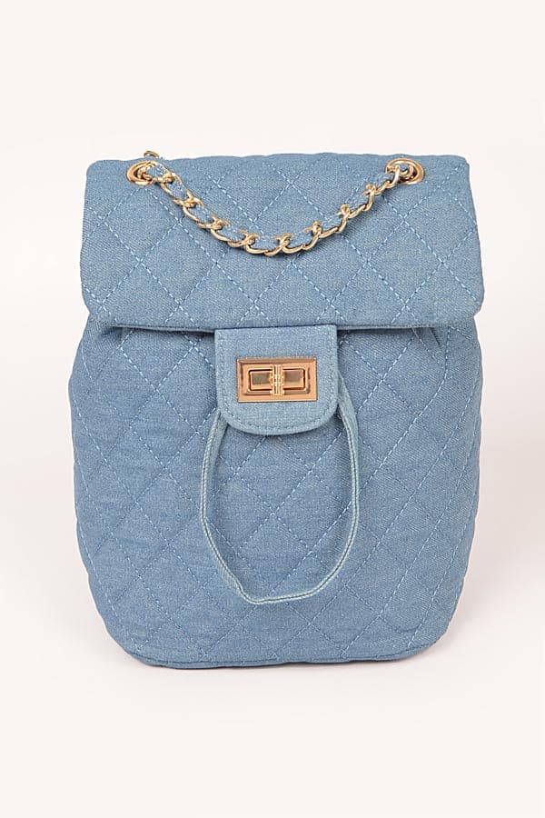 Light Blue 7401 Quilted Denim Backpack - Set of 3