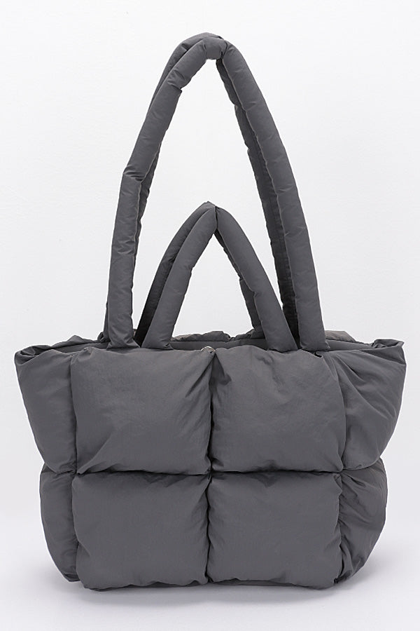 Set of Three 1611 Gray Nylon Quilted Padded Tote Bags