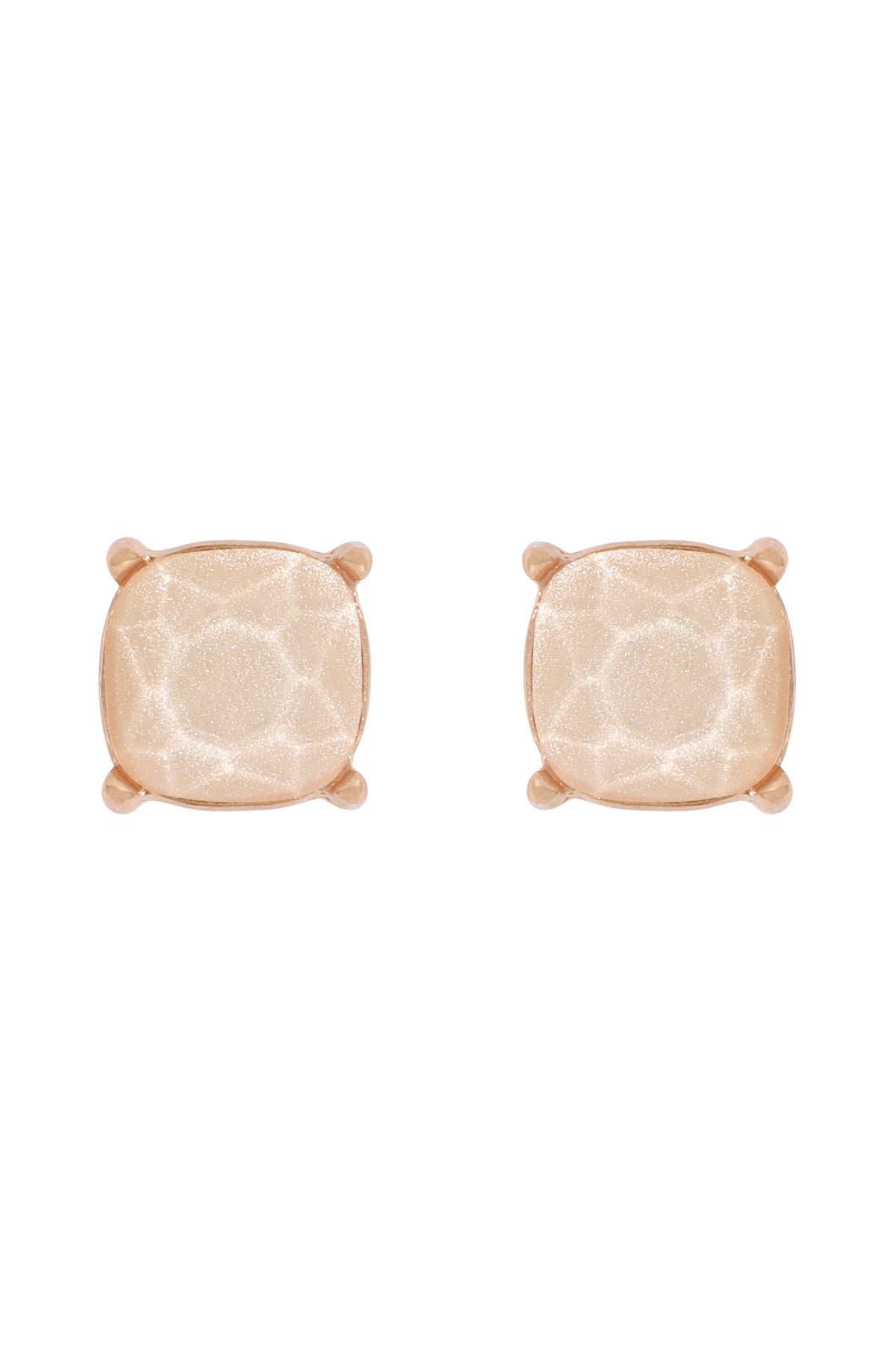 Champagne - Colored Fine Glitter Epoxy Stud Earrings Set (Pack of 6 Pieces)