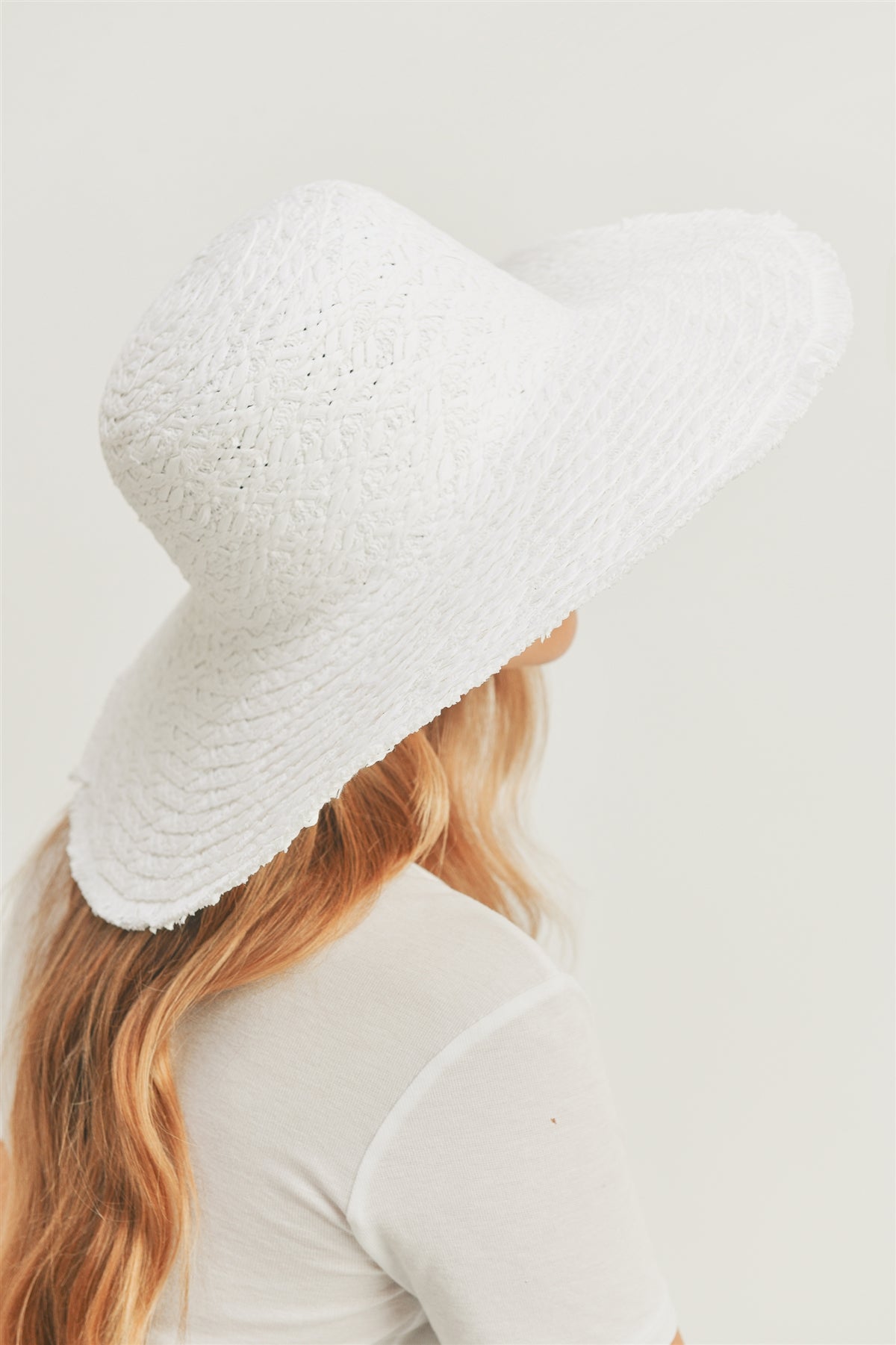 High - Quality Solid Floppy Sun Hat in White Color - Pack of Six Pieces