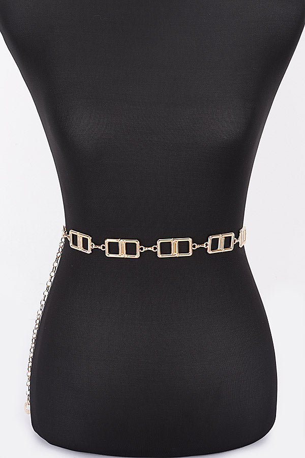6-Pack of Stylish 6978 Gold Metal Chain Belts