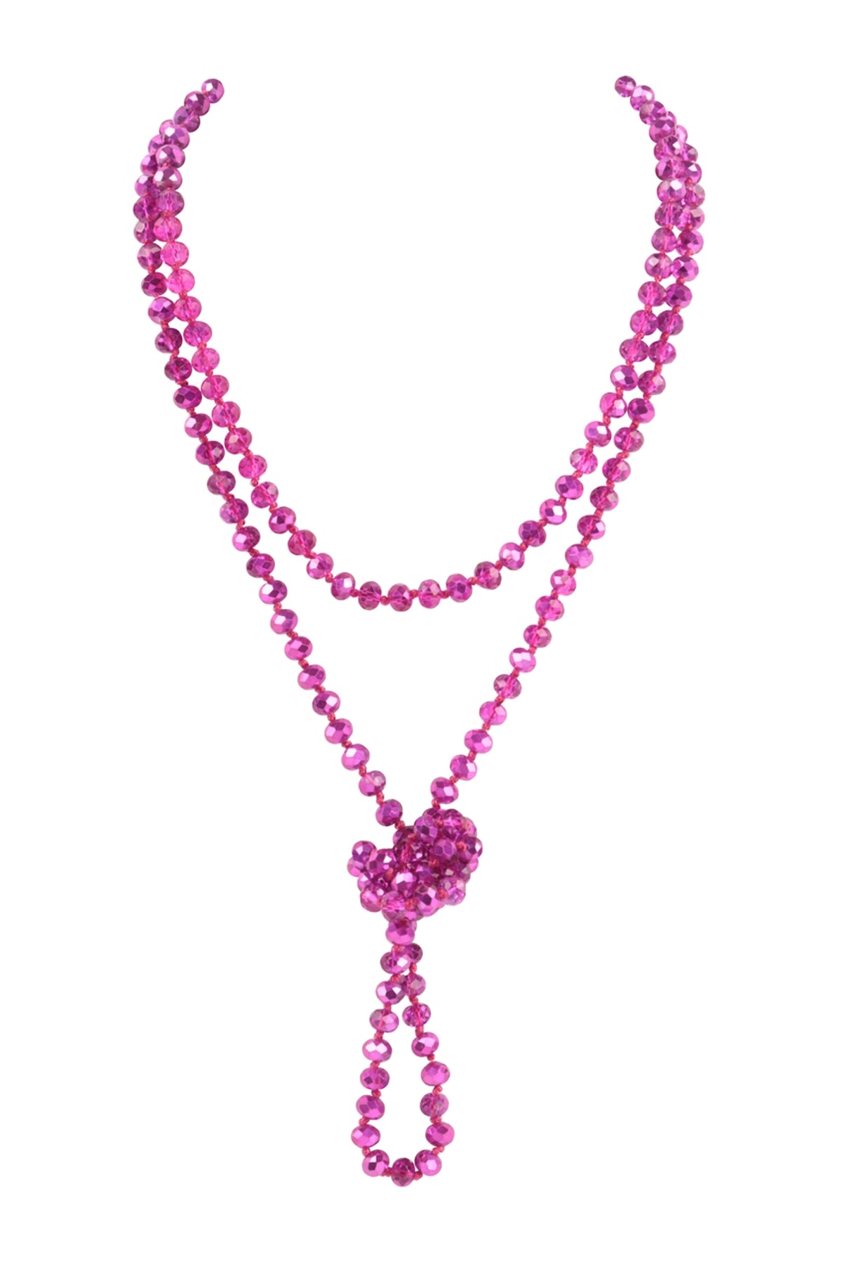 Set of 6 Hand - Knotted Longline Fuchsia 2 Necklaces for Fashion Accessorizing