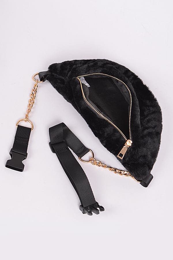 Beige Faux Fur Fanny Pack - Set of 3 Pieces