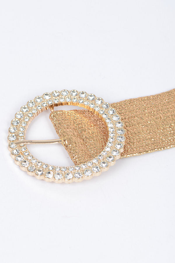 6-Piece Pack of Shimmering 6378 Gold Rhinestone Elastic Belts