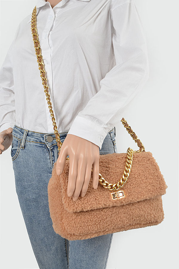 Pack of 3 Mint - Number 5483 Faux Fur Shoulder Bags