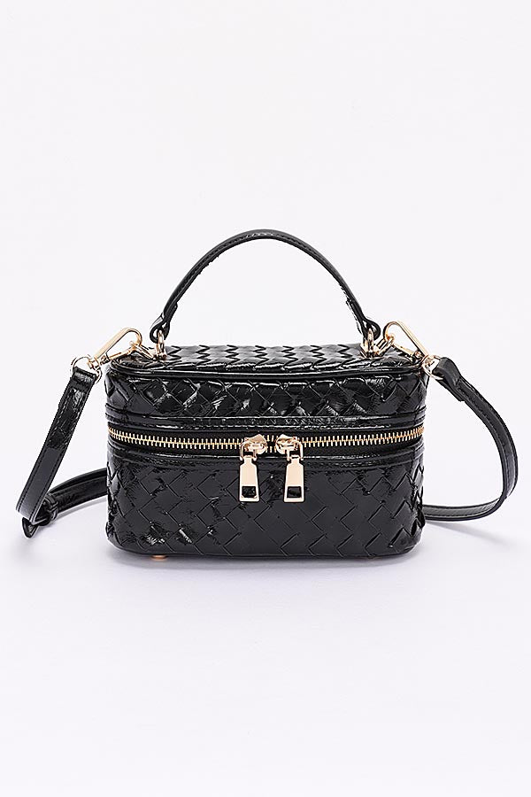 Set of 3 Stylish 1036 Black Metallic Braided Vanity Bags