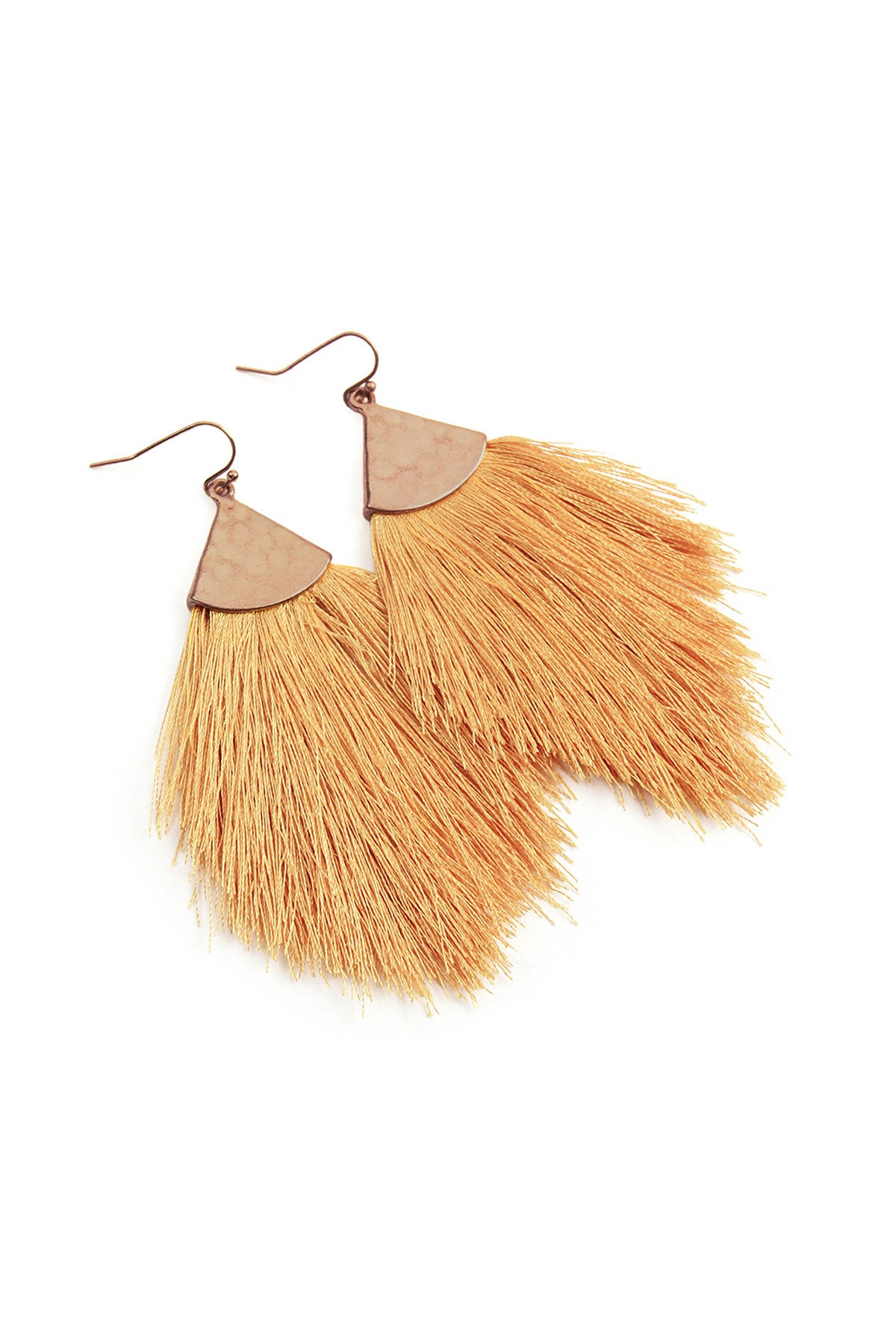 Fashionable Light Mustard Color Tassel Drop Style Earrings - A Pack Containing 6 Pieces