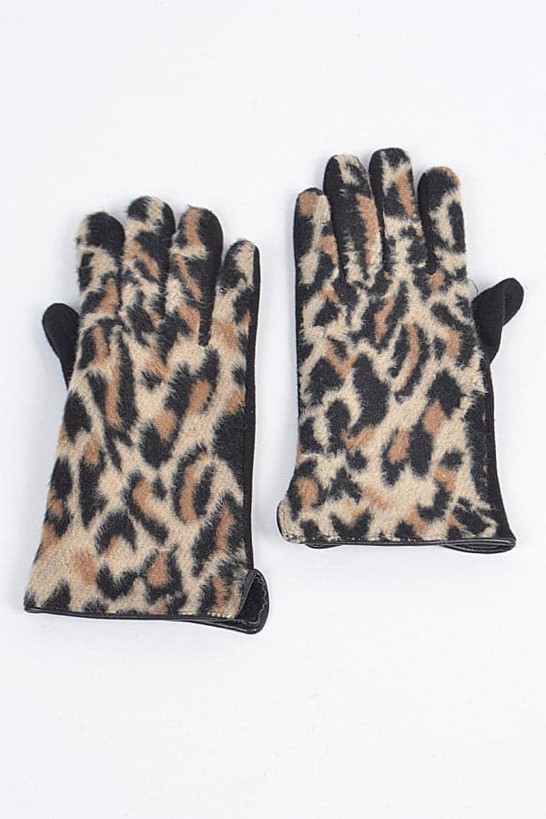 Set of 6 Leopard Print Faux Fur Gloves - Stylish and Practical