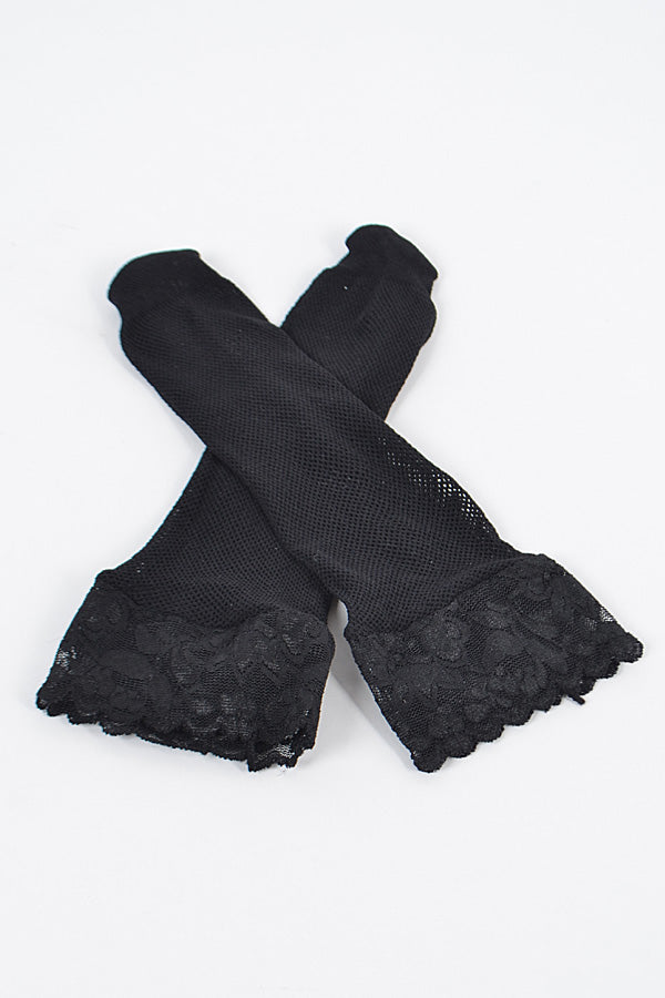 Set of 6 Elegant 1838 Black Floral Laced Mesh Socks