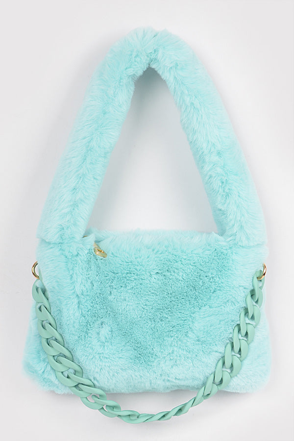 Pack of 3 Mint - 4555 Stylish Faux Fur Shoulder Bags