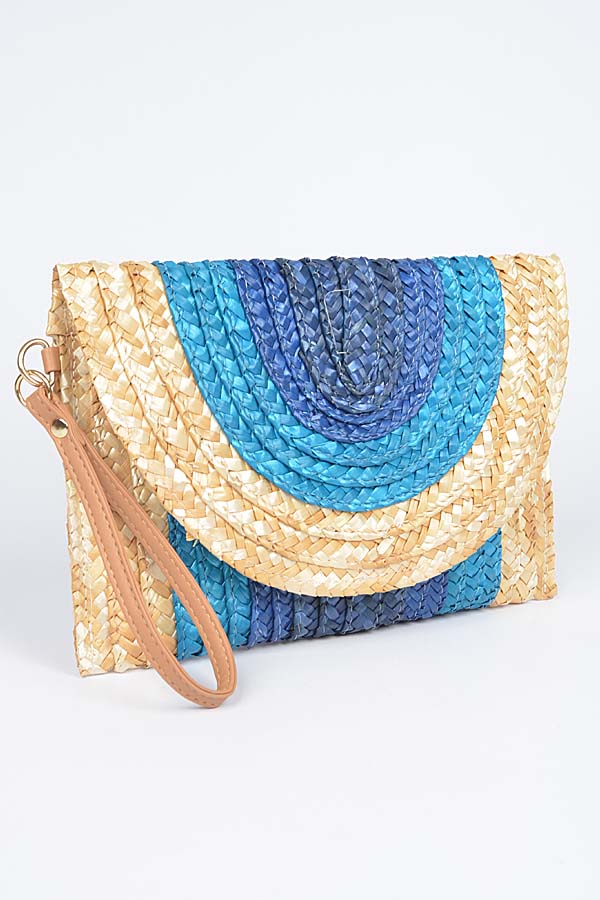 Set of 3 Colorful Straw Envelope Clutches in Brown 9106