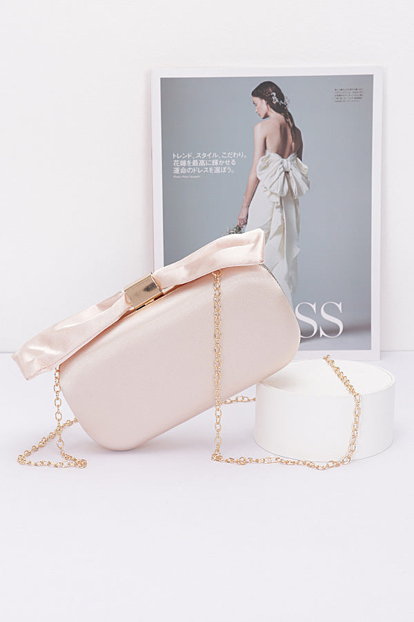Set of Three Light Pink 9526 Nylon Bow Hard Case Clutches