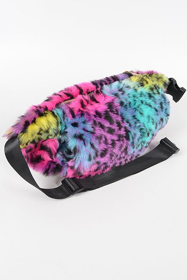 Pack of 3 - 6813 Multi - Leopard Faux Fur Stylish Fanny Packs