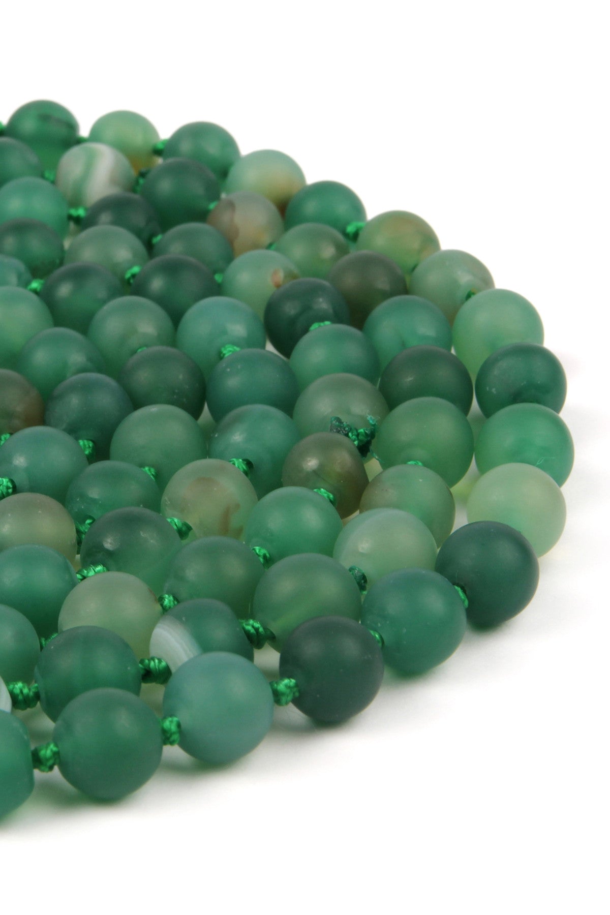 Set of 6 Hand - Knotted Long Necklaces Made from Emerald Natural Stone