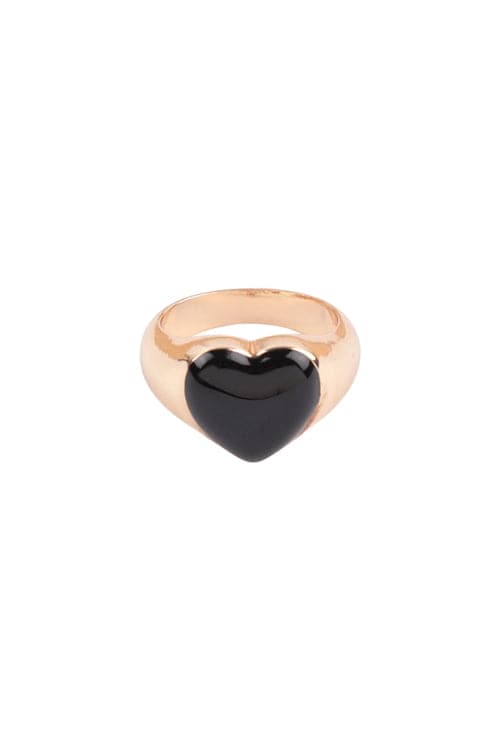 Pack of 6 Gold and Black Heart - Shaped Epoxy Color Rings