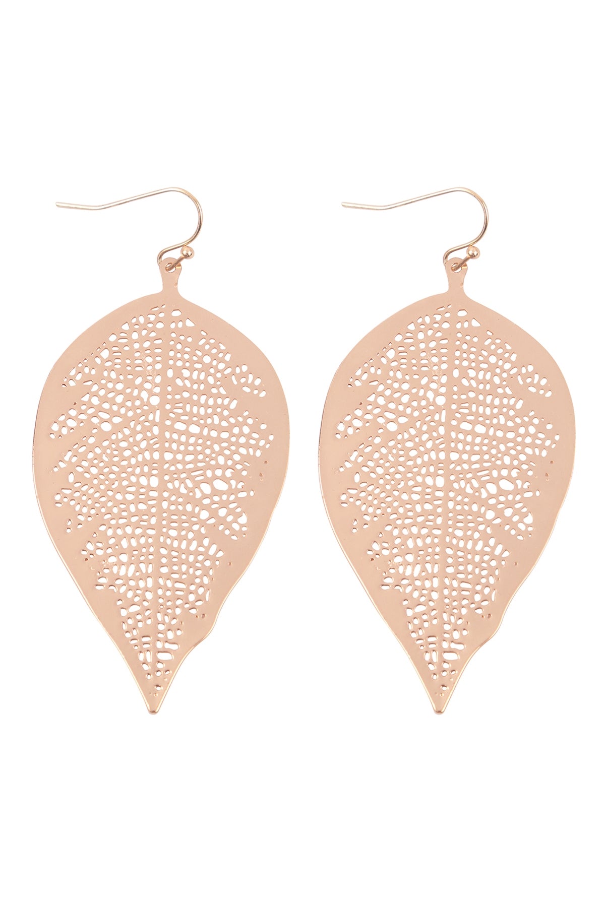 Matte Gold Fine Leaf Filigree Style Hook Earrings - Pack of Six Pieces