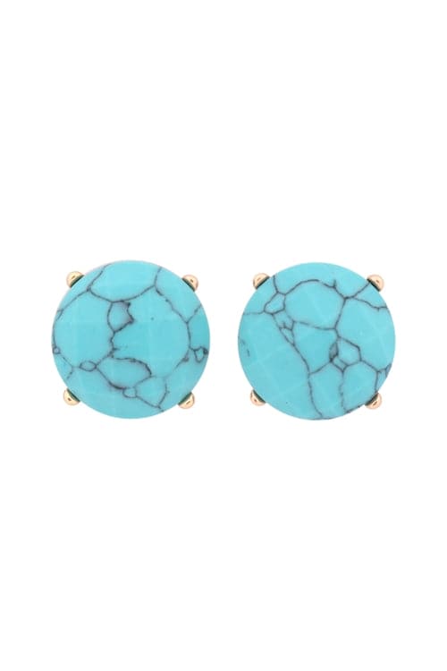 Set of 6 Faceted Natural Turquoise Stone Post Earrings for Jewelry Lovers