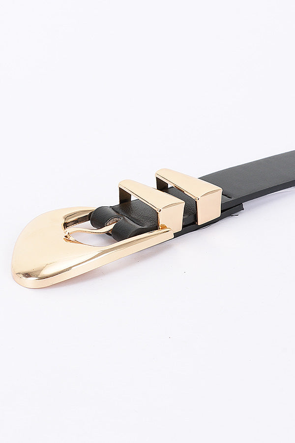 Pack of 6 Faux Leather Multi - Metal Buckle Khaki Belts