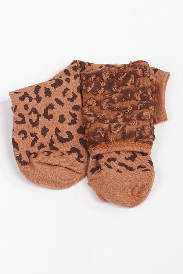 Set of 6 Leopard Print Crew Socks by Camel, Model 041