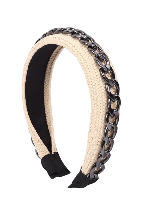 Beige Chain Accent Headbands - Set of 6 Pieces