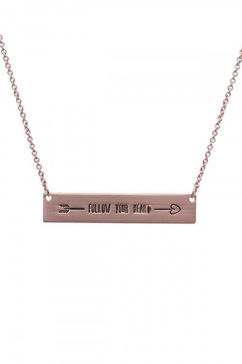 Set of 6 Rose Gold Bar Necklaces to Follow Your Heart