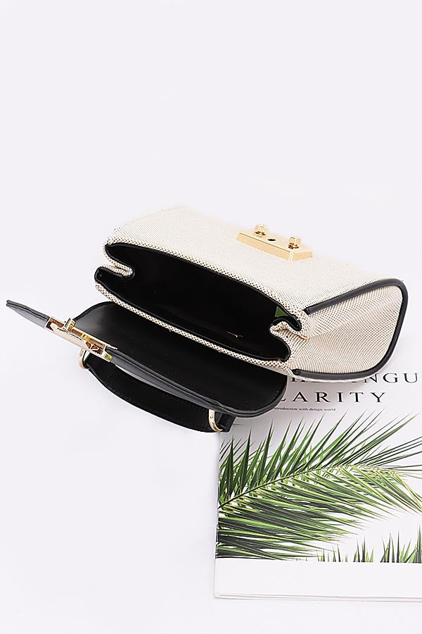 Set of 3 Black 4146 Canvas Flap Bags with Top Handle