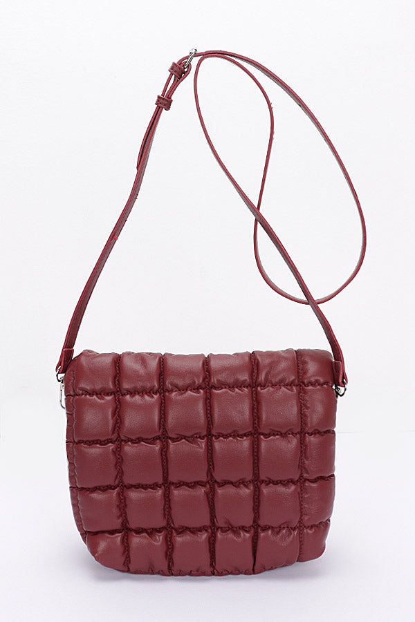 Set of 3 Quilted Faux Leather Camel - Style Padded Flap Bags