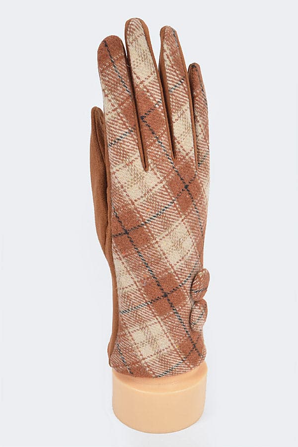 Set of 6 Stylish Black 1448 Plaid Pattern Gloves