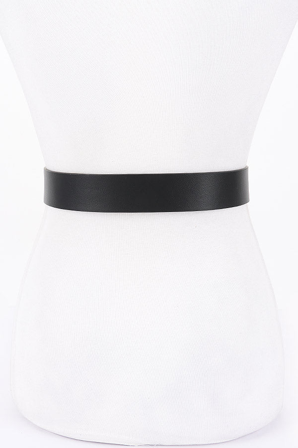 Set of 6 1788 Khaki Faux Leather Metal Buckle Belts