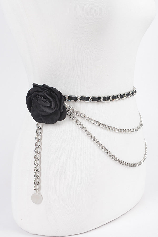 Black Gold 5868 - Set of 6 Flower Metal Double - Layered Plus Size Chain Belts