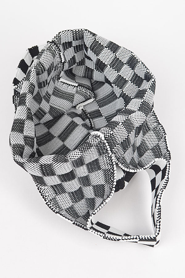 Pack of 3 - 8801 Stylish Black Checker Poly Woven Bags