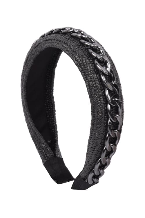 Black Chain Accent Headbands - Pack of Six Stylish Hair Accessories