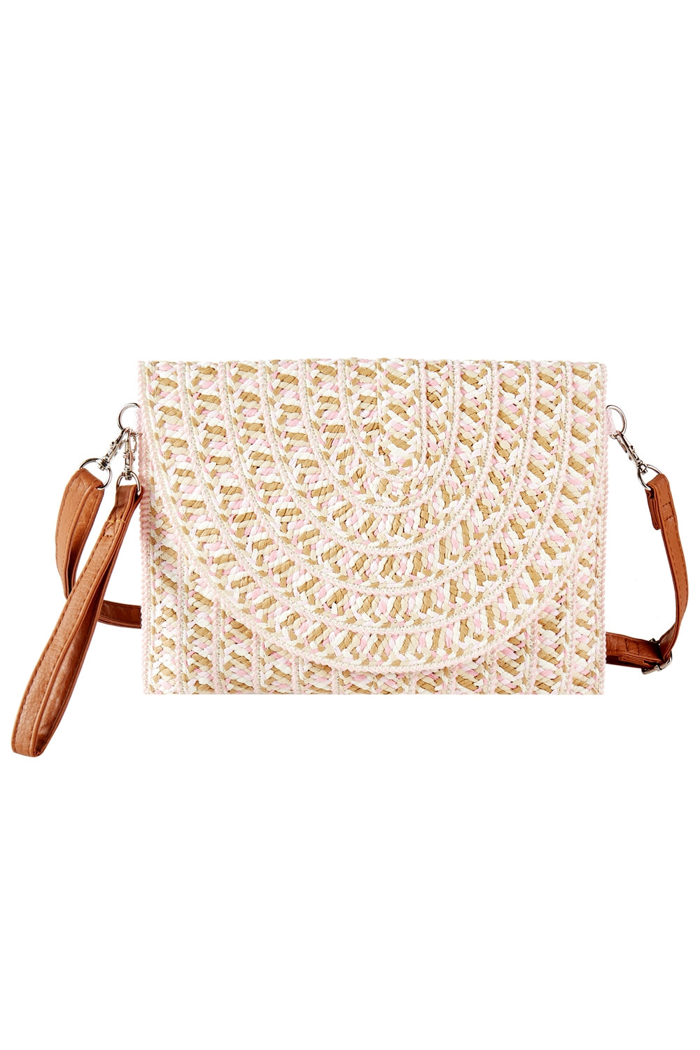 6-Pack Multi-Color Pink Straw Clutch and Crossbody Bags