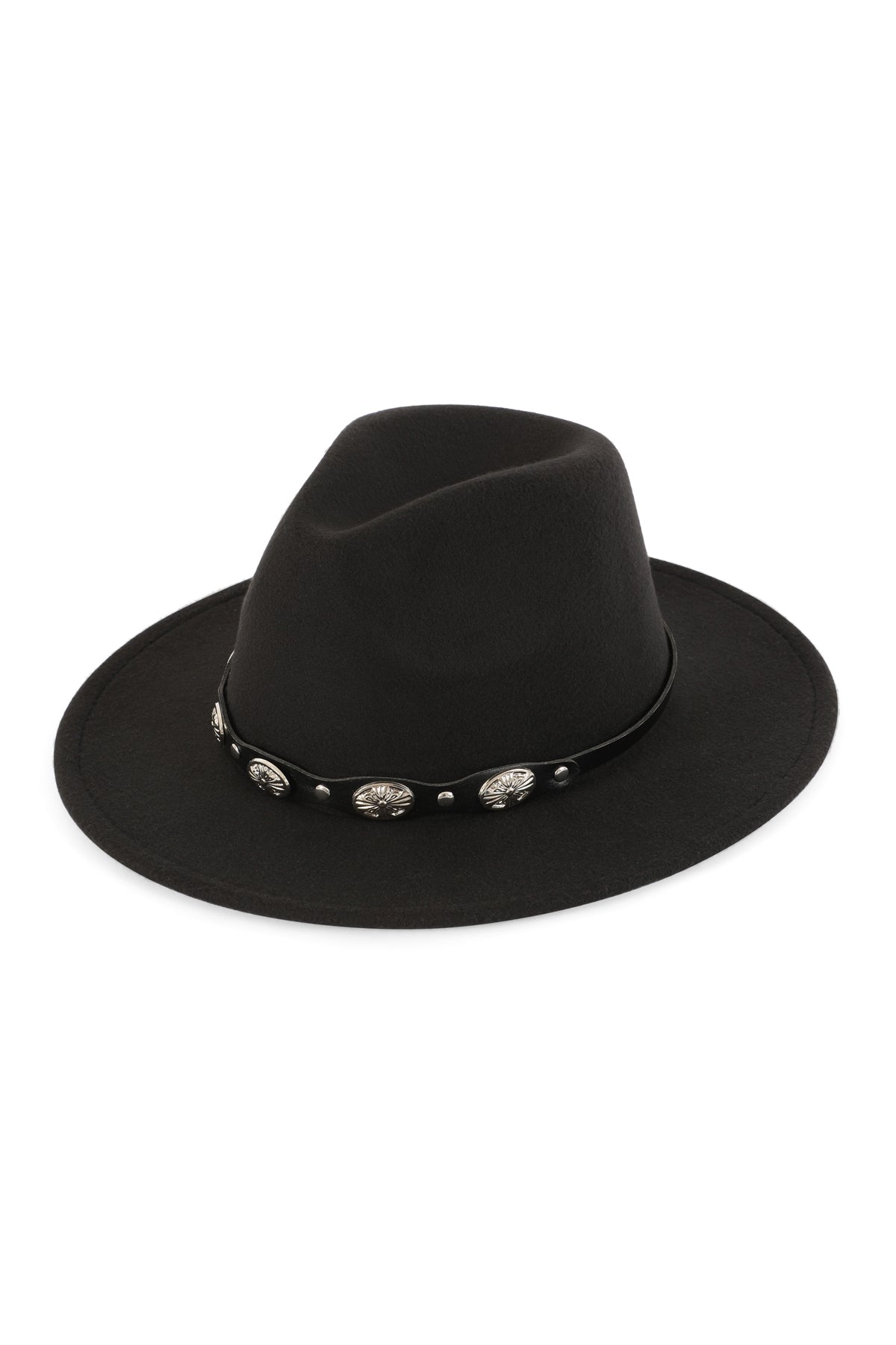 Black Fedora Panama Hat with Leather Buckle Hatband - Pack of Six Classic Men's Hats
