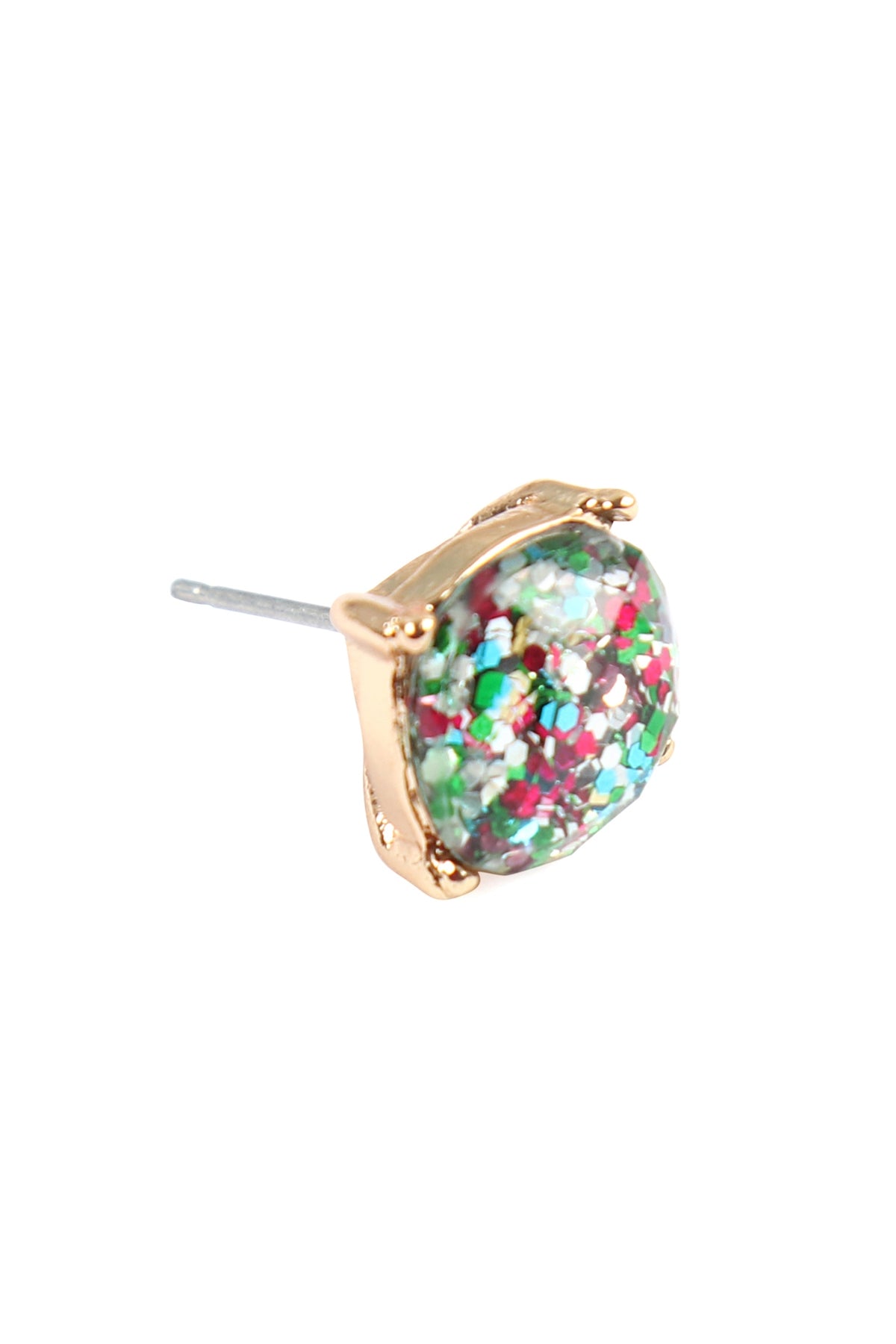 Fashionable Multicolor Glitter Epoxy Stud Earrings Set - Pack of Six Pieces