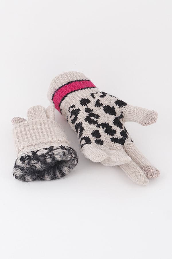 Pack of 6 Leopard Print Black Gloves - Product Code 370021